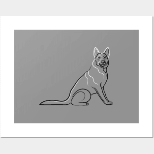 German Shepherd Dog Line Drawing Posters and Art